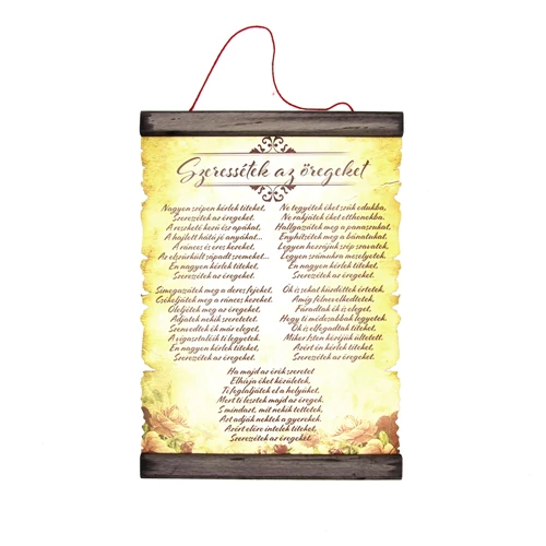 PERGAMEN SZERESSÉTEK AZ ÖREGEKET 20cmx28cm