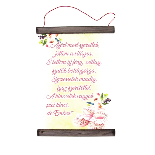 PERGAMEN MEGSZÜLETTEM(KISLÁNY) 20cmx28cm