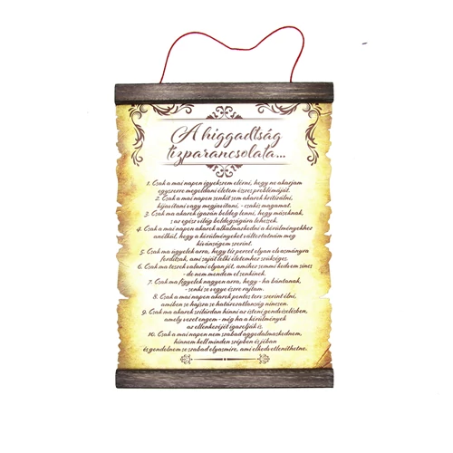 PERGAMEN A HIGGADTSÁG TÍZPARANCSOLATA 20x28cm