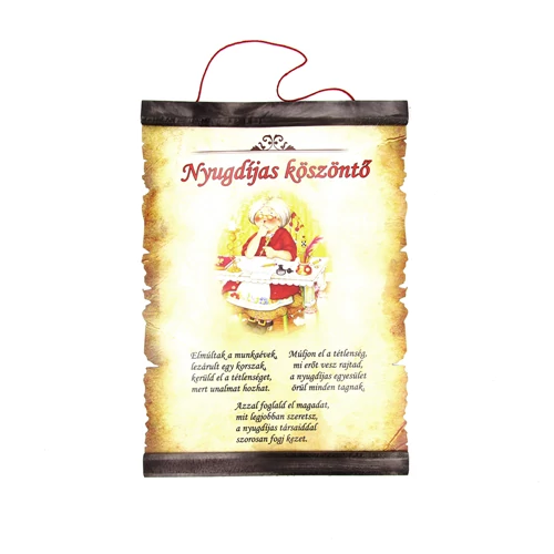 PERGAMEN NYUGDÍJAS KÖSZÖNTŐ (NŐI) 20cmx28cm