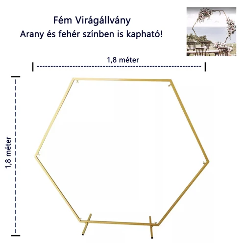 FÉM ÁLLVÁNY 1/4 1,8 m ARANY, FEHÉR