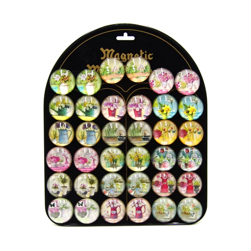 ÜVEGMÁGNES 36/216/864 VIRÁGOS átm.3,5 cm