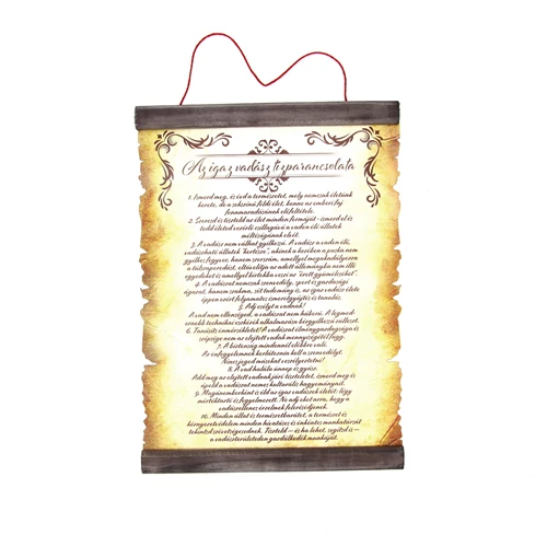 PERGAMEN AZ IGAZ VADÁSZ TÍZPARANCSOLATA 20x28cm
