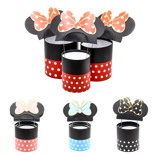 PAPÍRDOBOZ 3 DB-OS 1/24 4 SZÍNBEN MINNIE-S 17x17CM, 14,5x14,5CM, 12x12CM + FÜL