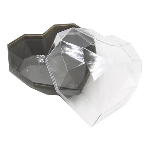 SZÍVDOBOZ 1/12 25x25x18 cm SZÜRKE, ÁTLÁTSZÓ TETŐVEL