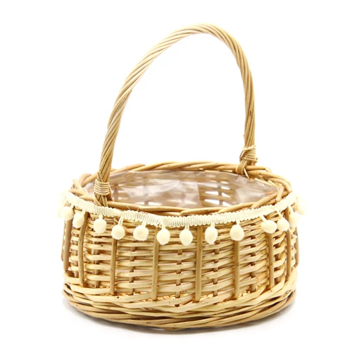 VIRÁGKOSÁR 1/70 POM-POM DÍSSZEL 20x26 cm; belső: 17 cm
