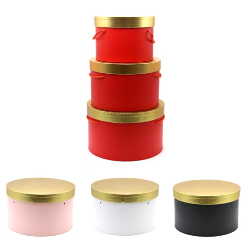 PAPÍRDOBOZ KEREK 3 DB 1/18 25x25x15; 22x22x14; 18x18x13 cm 4 SZÍNBEN